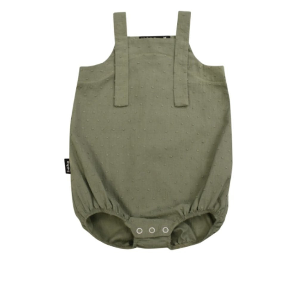 Hebe Babies' Textured Dotted Khaki Romper